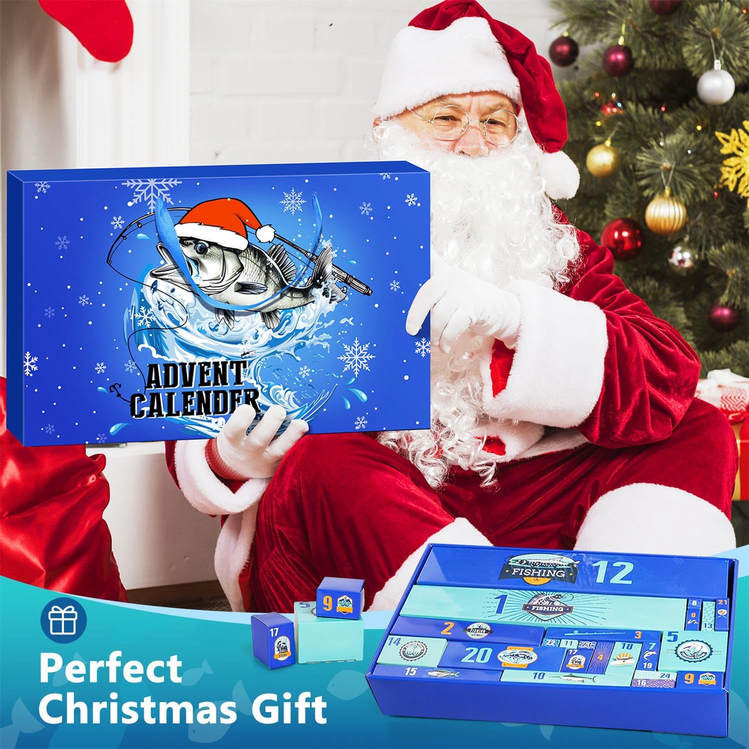 Visadventskalender 2025, 24 Dagen Vol Verrassingen Met Een Set Van 27 Vislokmiddelen Voor Mannen Tieners Jongens En Papas Kers~p148210920