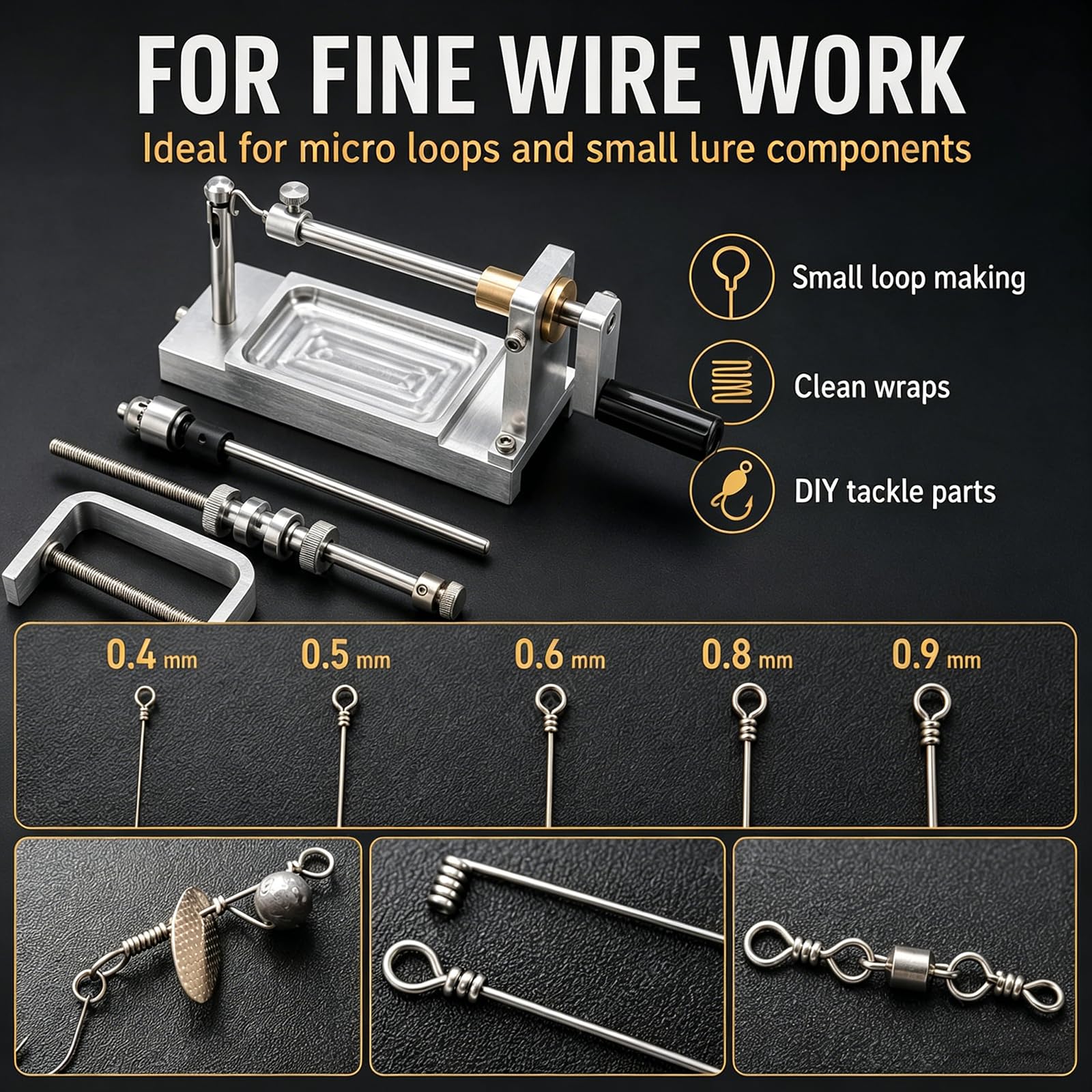 Outil De Formage Et De Torsion De Fil, Kit De Pliage Et De Bouclage De Fil pour Leurres De Pêche, Enrouleur De Ligne Et Station Montage Mouches, Compatible avec Les Fils De 0,3 à 0,9 Mm