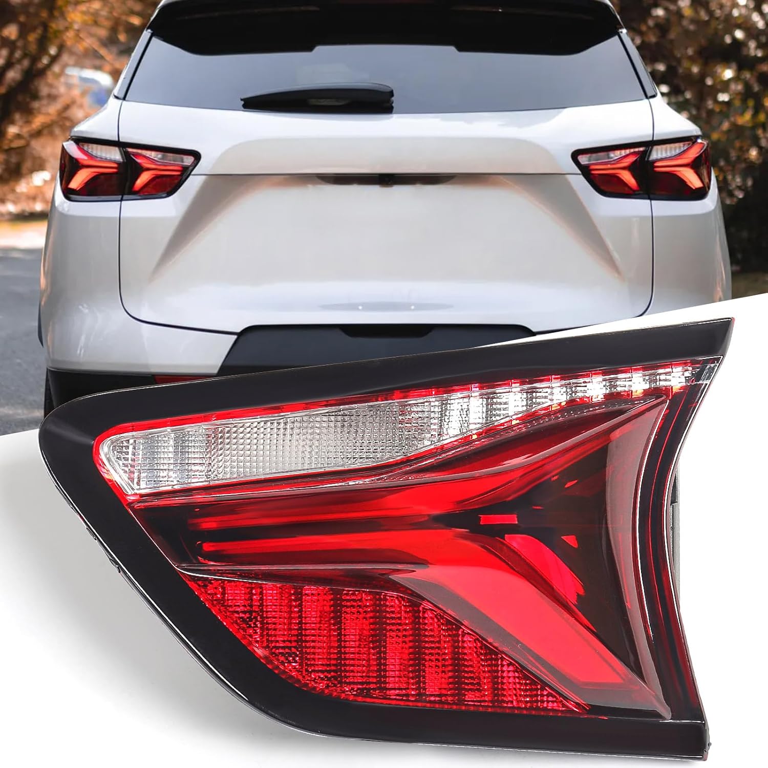 Huray Left Outer LED Tail Light Fit for Chevy Blazer 2019-2022 LH Taillight Tail lamp Rear Brake Lamp Assembly Replacement Accessory Replacement for GM2804141 (Driver Side)