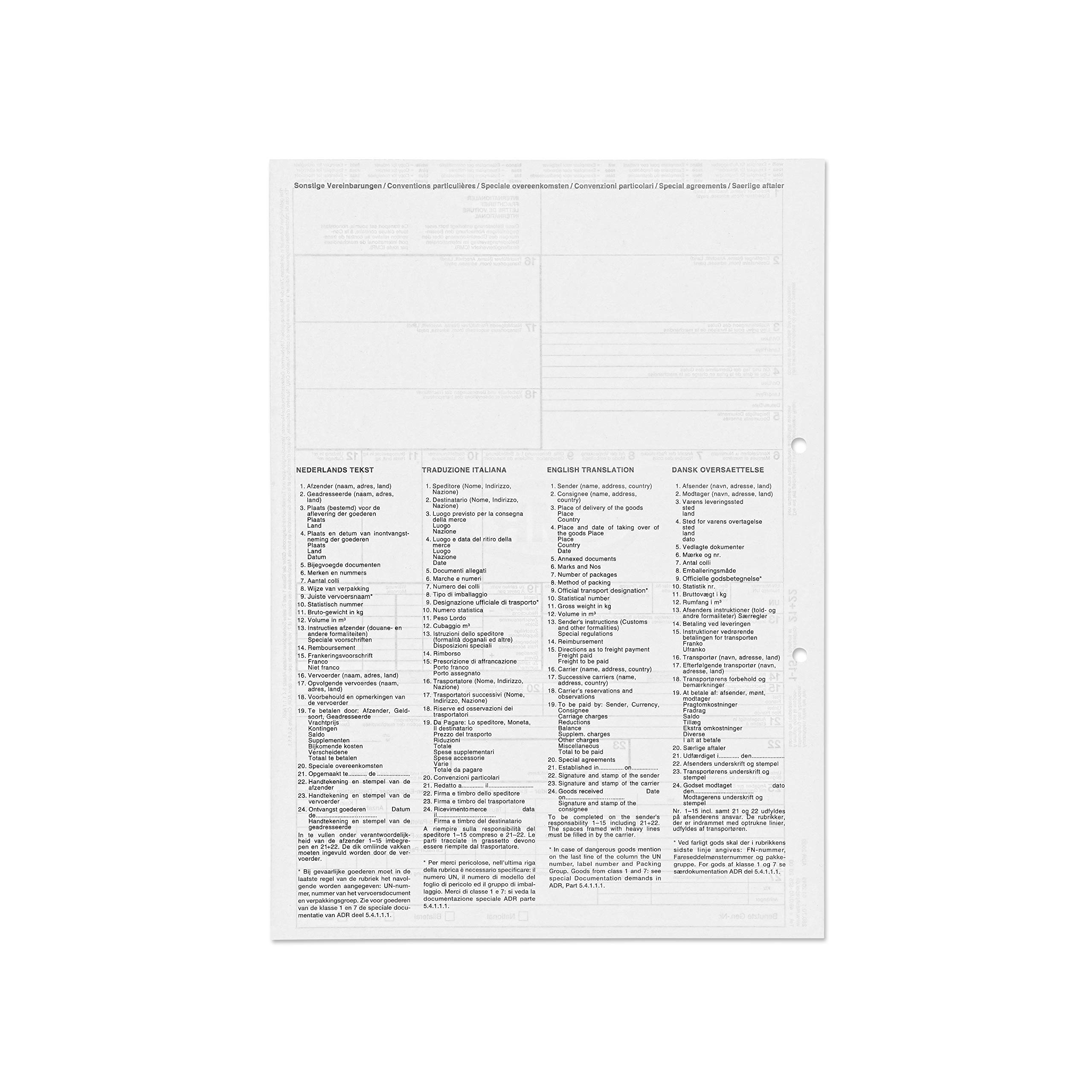 MASHPAPER CMR Lettera Di Vettura Autocopiante Internazionale 280701 (100 Pezzi)