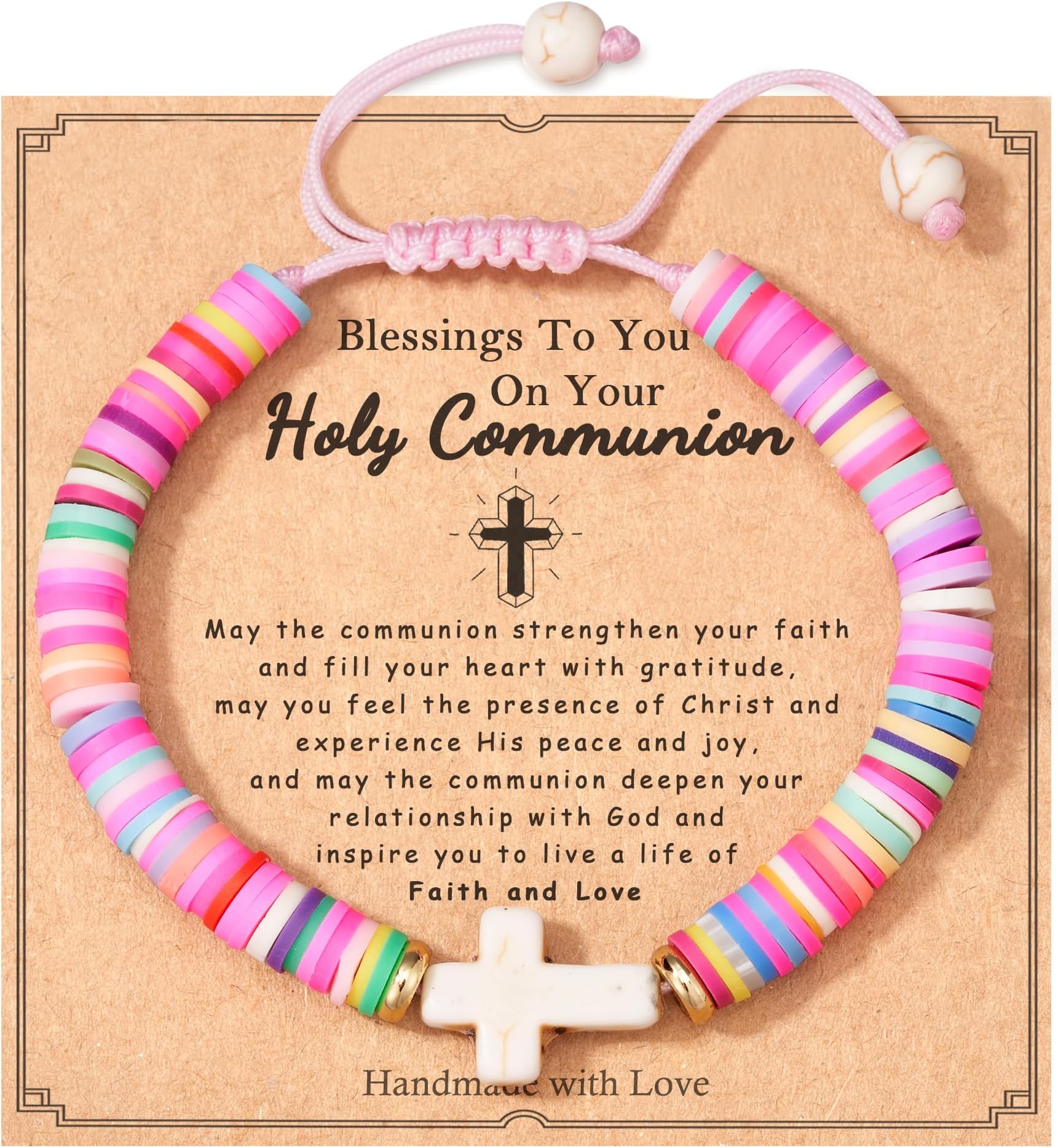 Adjustable Cross Bracelet for Girls,Kindergarten Preschool Graduation First Communion Baptism Easter Confirmation Gifts for Girls