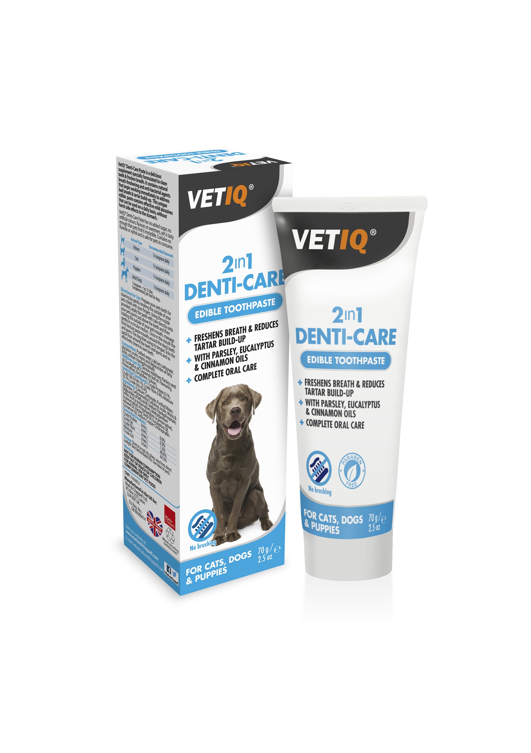 Buy VetIQ 2in1 DentiCare Edible Dog Toothpaste, 70g, Dog Cleaning Products Reduce Tartar Build