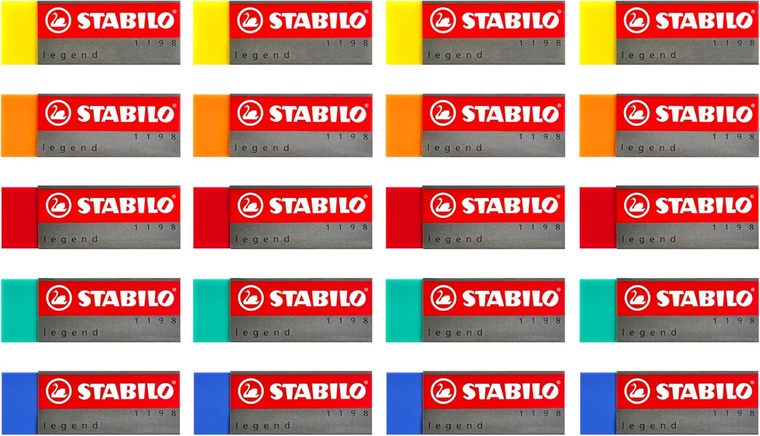 STABILO Legend Plastic Eraser - Assorted Colours, 20er Pack