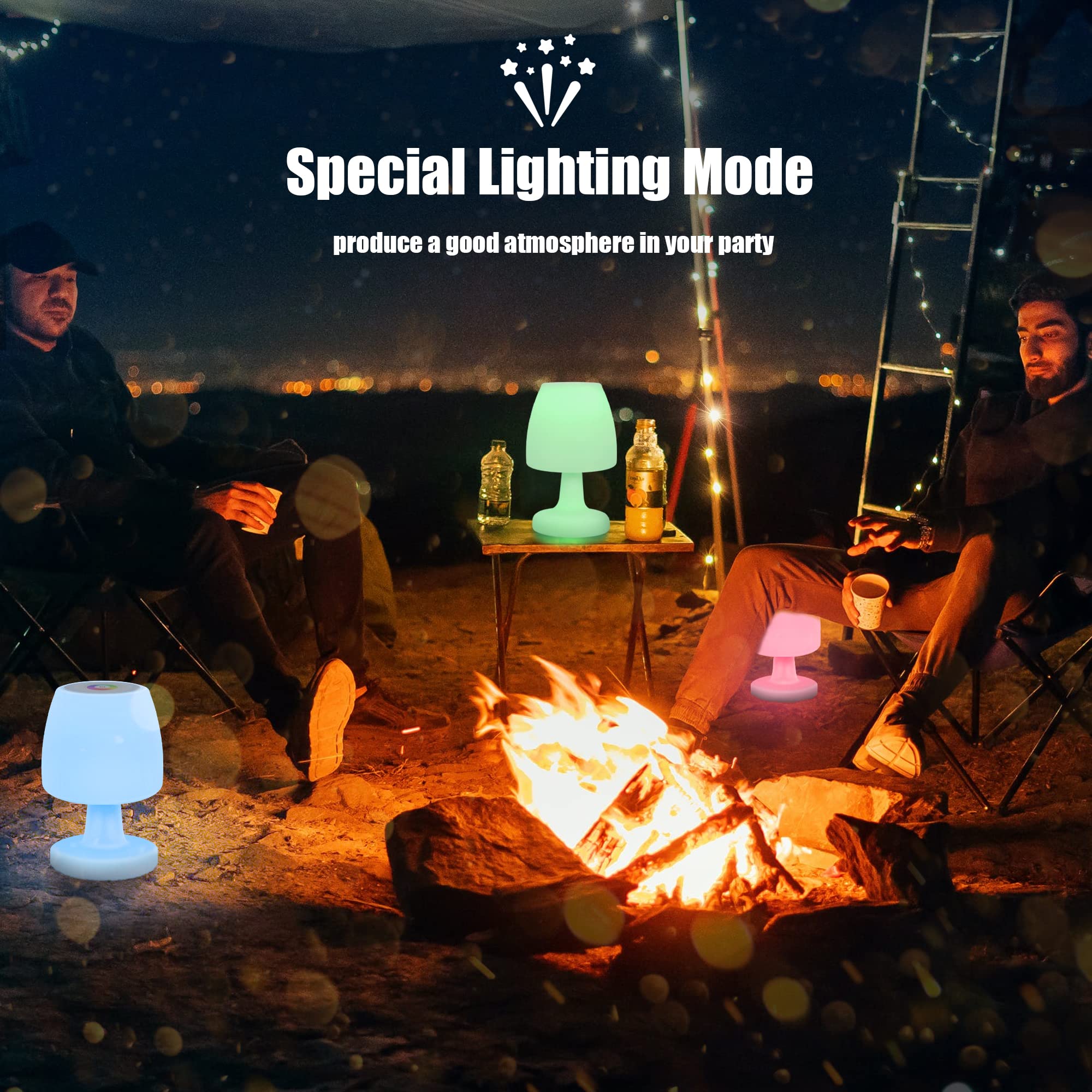 MALUX Lampada senza fili 8 colori Controllo Touch bianco latte, lampada ricaricabile esterni IP54 & interno, decorazione idealee per casa, Hotel Tavolo da pranzo e giardino