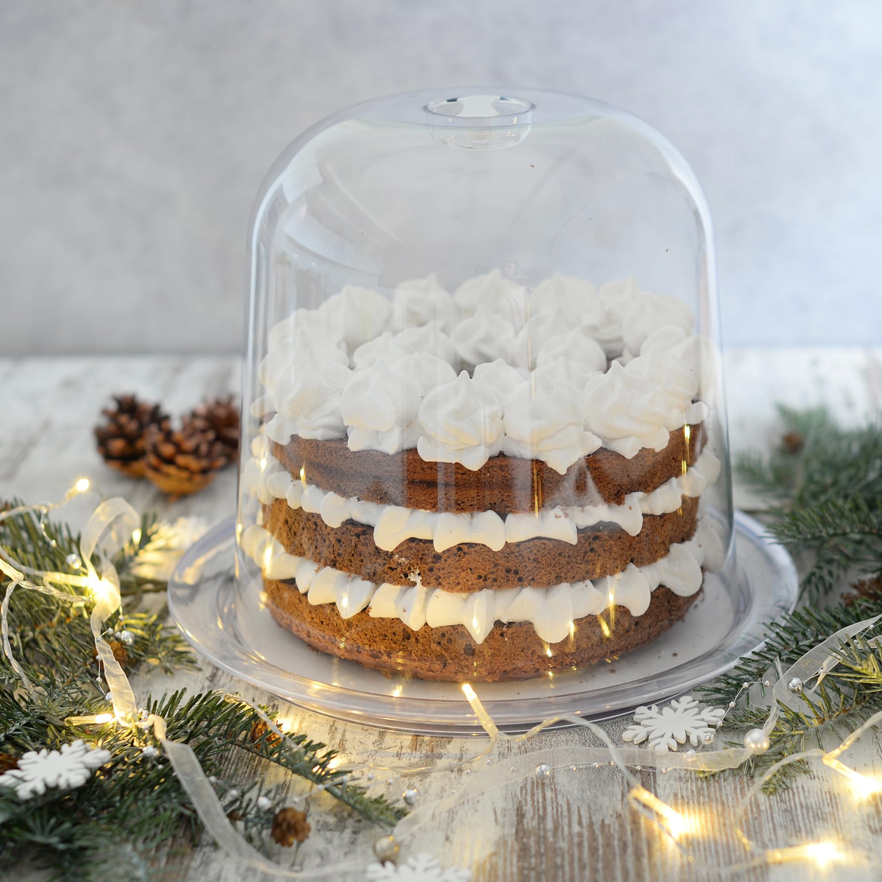 Omada Design Porta Panettone, Pandoro, Dolci, Torte, Vassoio Antigraffio da 25 cm (interno), Campana Alta, Made in Italy, Linea Trendy, Trasparente