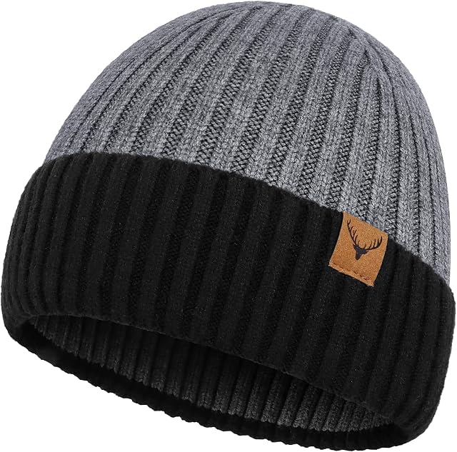 NEOLA Beanie Hat Men Knitted Beanie Soft Cuffed Wooly Beanie with Unisex Classic Winter Hats for Men Women Gifts