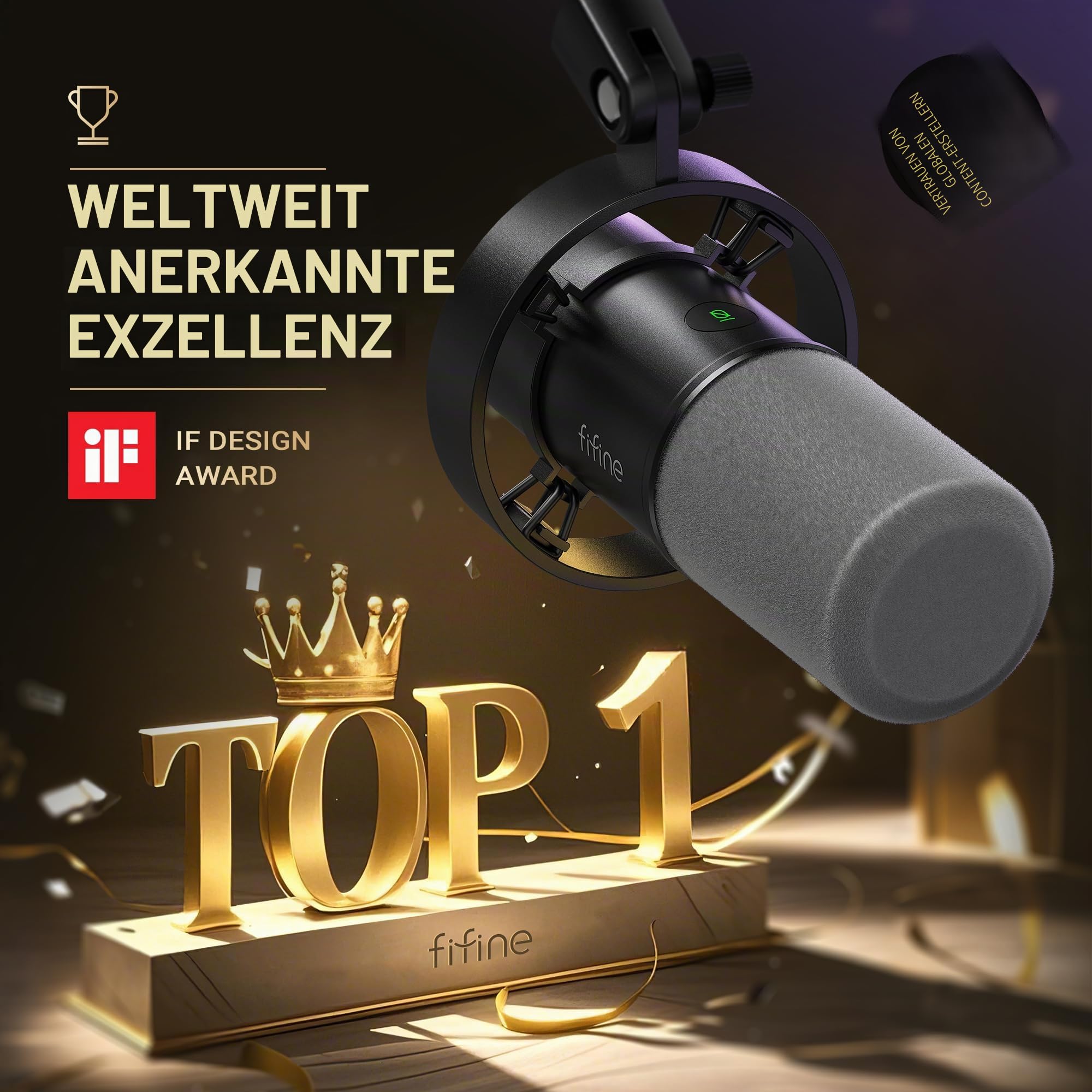 FIFINE K688 Podcast-Mikrofon-Set, USB/XLR Dynamisches Mikrofon mit Galgenarm für PC/XLR-Mixer, Gaming-Mikrofon mit Stummschalttaste, Kopfhöreranschluss für Gesang, Voice-Over, Streaming, Musikaufnahme
