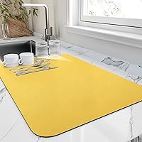 Vista 7 de Tapete de secado de platos para encimera de cocina, resistente al calor, parte trasera de goma antideslizante, súper absorbente, oculta las manchas