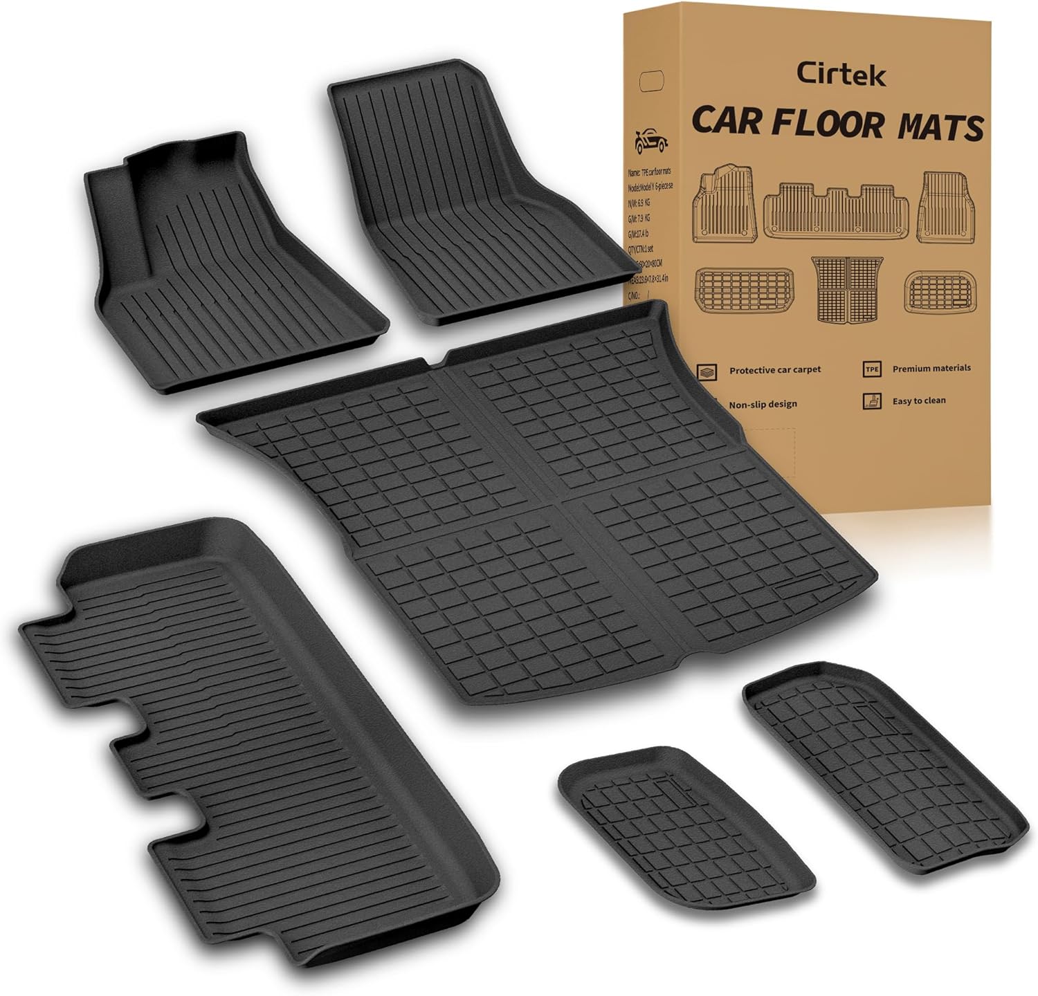 Cirtek Floor Mats for Tesla Model Y, All Weather Car Mat
