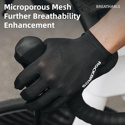 Miniatura 2 de ROCKBROS Guantes de ciclismo para hombres y mujeres, transpirables, SBR, antideslizantes, para pantalla táctil de dedo completo, para bicicleta de