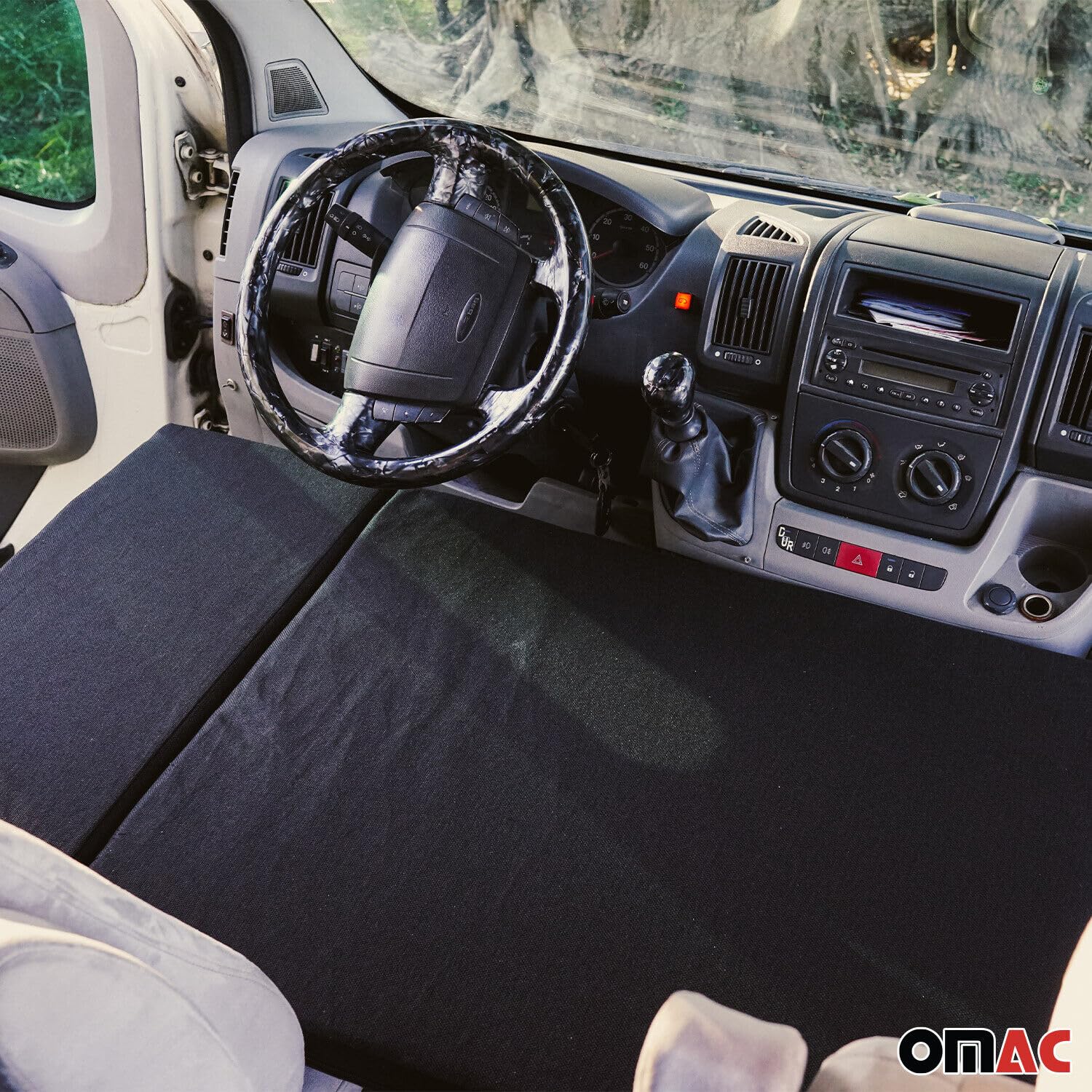OMAC Camper Bett Fahrerhausbett Matratze compatibile con FIAT Ducato 1993-2006 Polyester Nero
