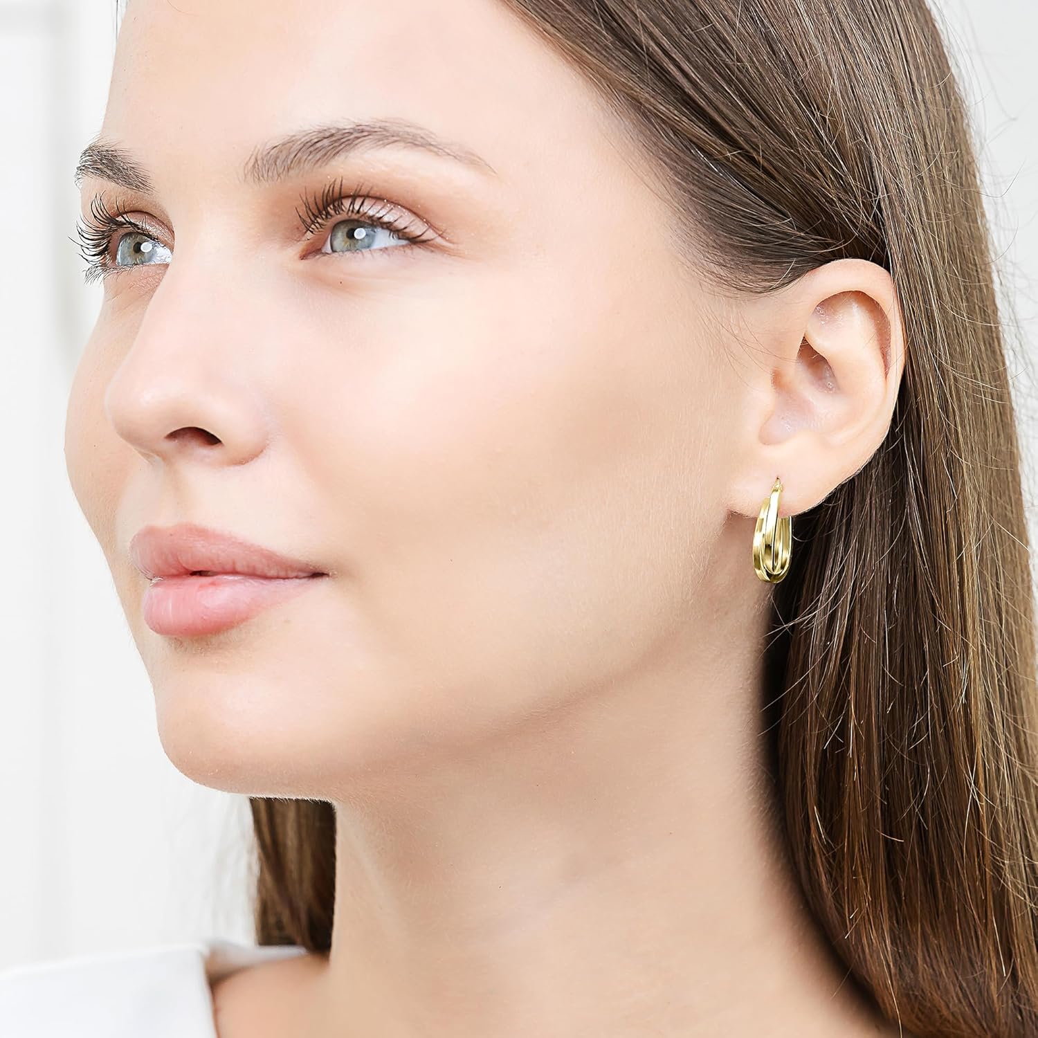 Hoops & Loops 925 Sterling Silver Square-Tube Twisted Intertwined 15mm Double Square Hoop Earrings for Women, Silver, Yellow & Rose Gold - Image 2