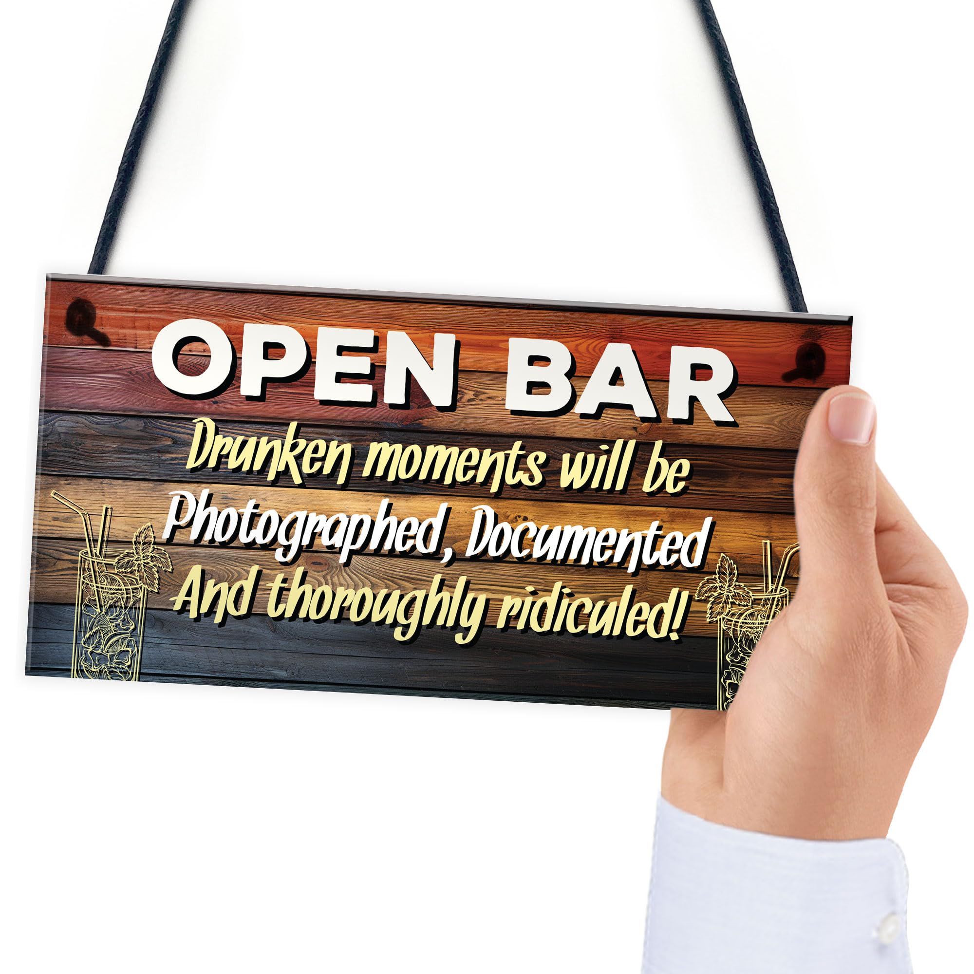 Red Ocean OPEN BAR Sign Novelty Home Bar Sign Pub Man Cave Sign Funny Bar Signs And Plaques Alcohol Gift Friendship Gift For Him Her