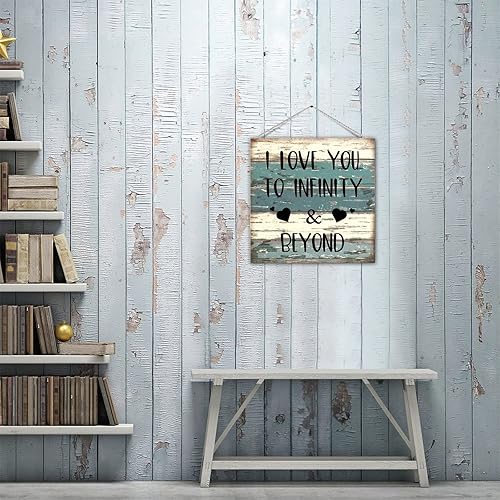 Miniatura 8 de Letrero decorativo de madera para palé, placa con texto en inglés "I Love You with Hearts Love Saying Quote" de madera rústica, para colgar en la