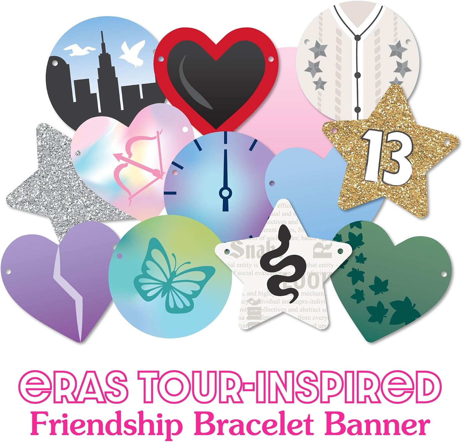 Big Dot of Happiness Eras Party Banner - 28-Piece Friendship Bracelet Party Decorations, Custom Celebration Decor with 10-Yard White Satin Cord - Custom In My Party Era For Birthday, Graduation and More