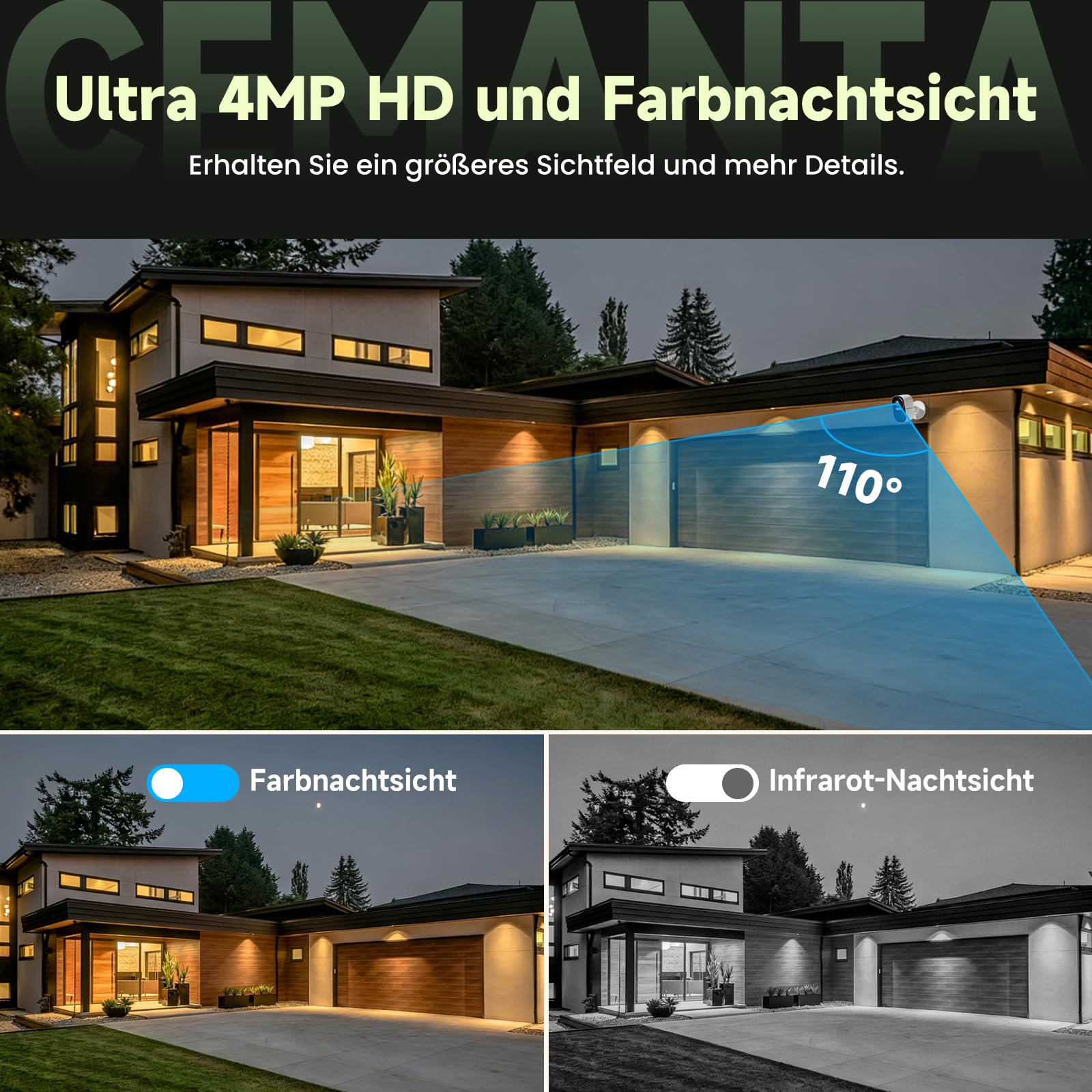 4MP Überwachungskamera Aussen Solar mit Akku 5GHz/2,4GHz WLAN