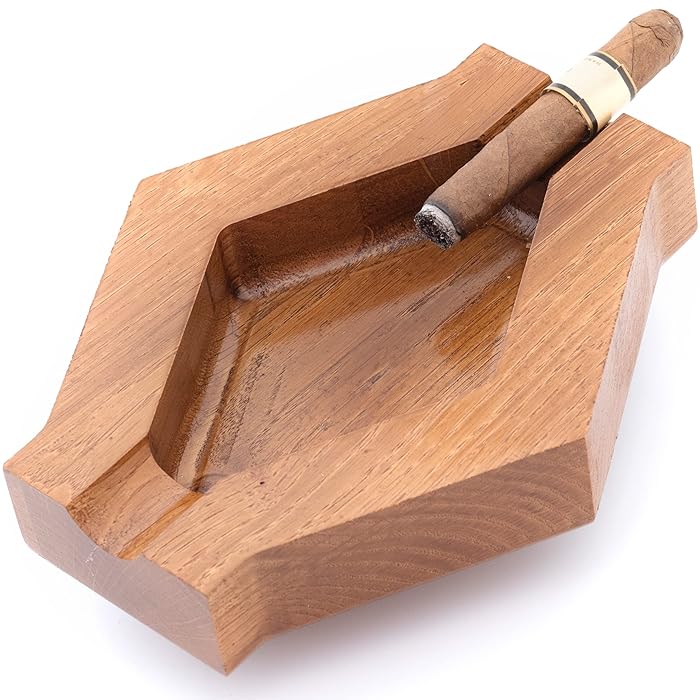 Buy ROGOZ Wood Cigar Ashtray For Men,Durable Solid 2 Slot Cigar Holder