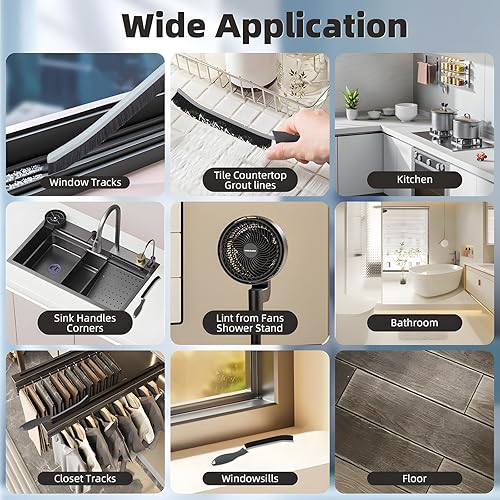 Miniatura 6 de Cepillo de limpieza de hendiduras de cerdas duras, cepillo de limpieza de huecos delgados, cepillo de limpieza pequeño, cepillo de lechada, cepillo