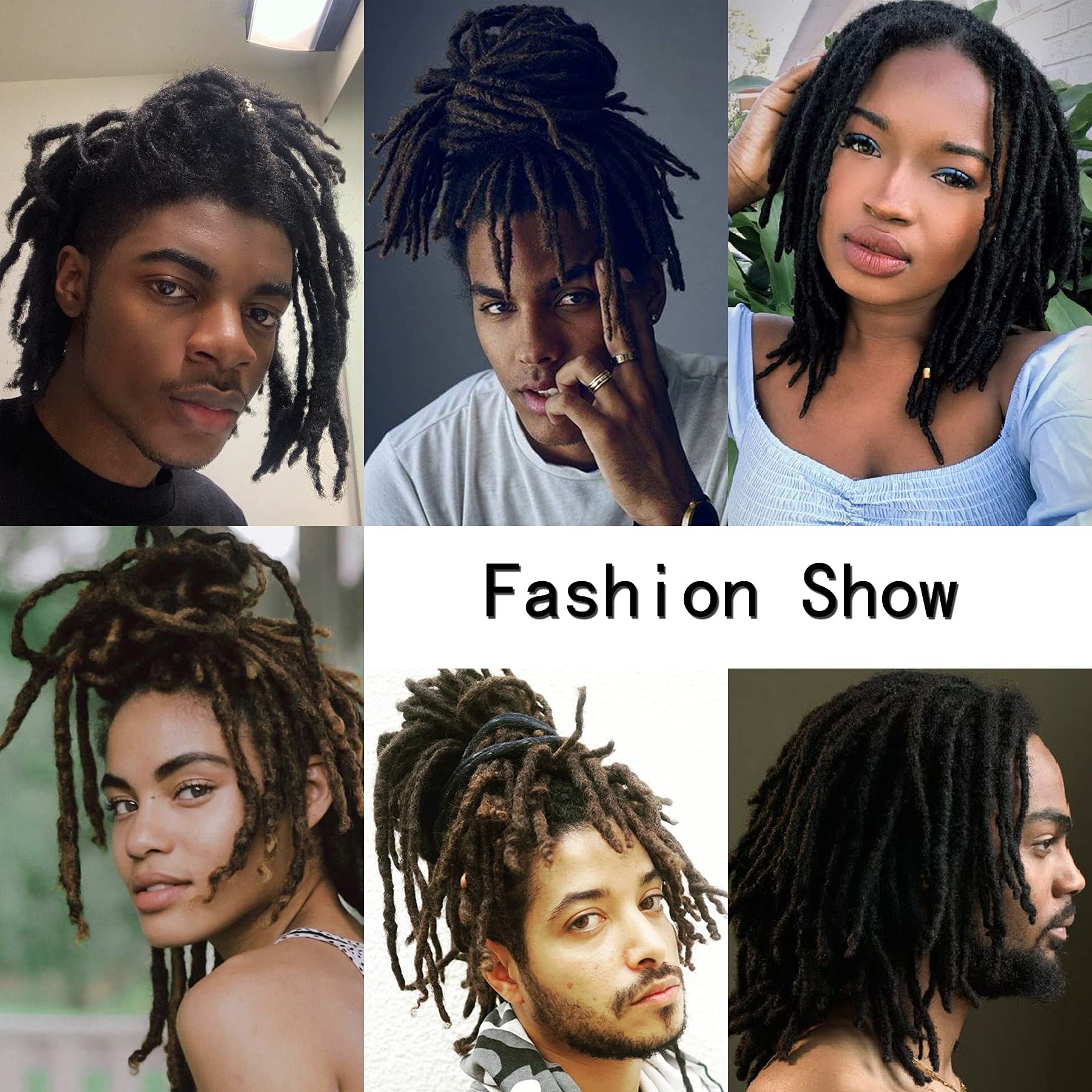 Dreadlock Extension 8 inch 100% Human Hair Afro Kinky Black 50 Strands Fashion Crochet Braiding Hair for man/women (1B, 0.8cm-8inch-50 pieces)