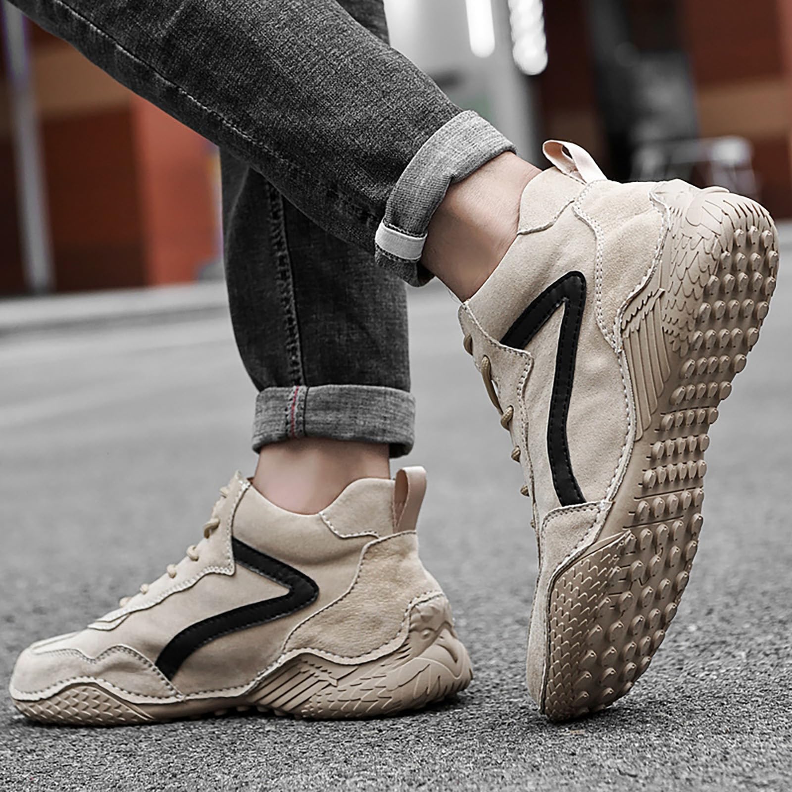 Hohe Turnschuhe für Herren, weiß, Wanderschuhe für Herren, Sport, Freizeitschuhe, trendige, flache Schuhe, atmungsaktive Schlupfschuhe, leichte Wanderschuhe, bequeme Campingschuhe, einfarbig, flache