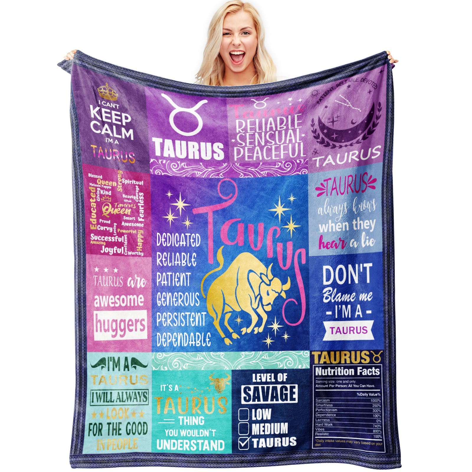 RioaTaurus Gifts Blanket - Taurus Gifts for Women - Taurus Zodiac Gifts - Gifts for Taurus Women - Taurus Birthday Gifts - Astrology Gifts for Women - Zodiac Constellation 50"x60"