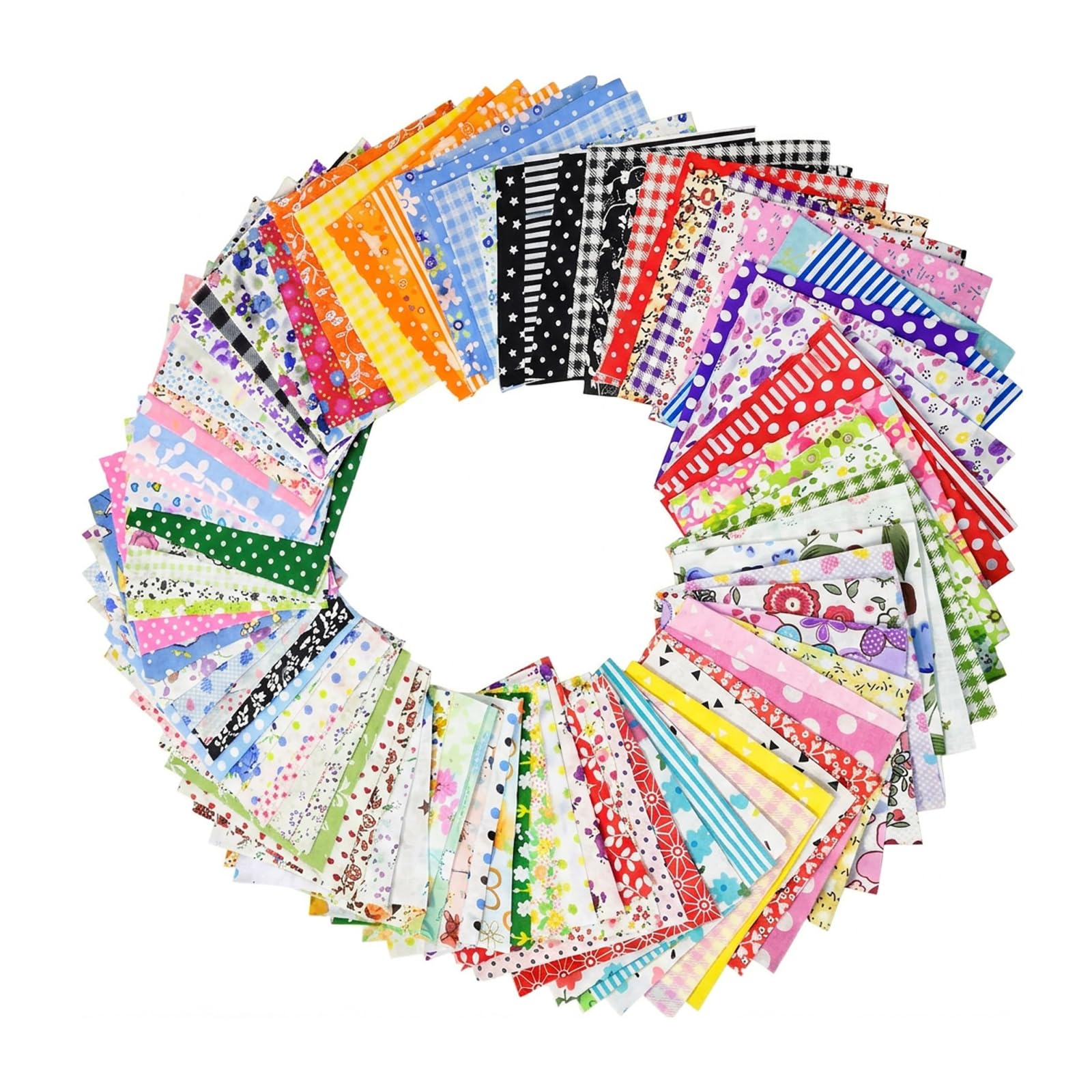100 Pcs Fabric Scraps and Sewing Fabric Bundle, Patchwork Fabric Squares for Quilting and DIY Crafts, Material for Textile Projects and Home Decor Creations