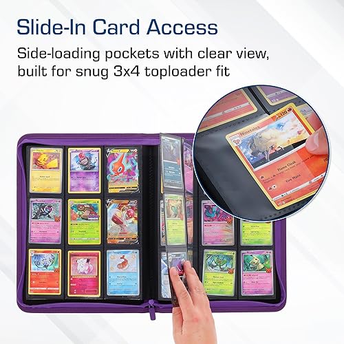 Miniatura 6 de BCW Z-Folio - Álbum LX de 9 bolsillos - Morado  Organizador de tarjetas con cremallera segura  Carpeta de colección de tarjetas de cuero sintético