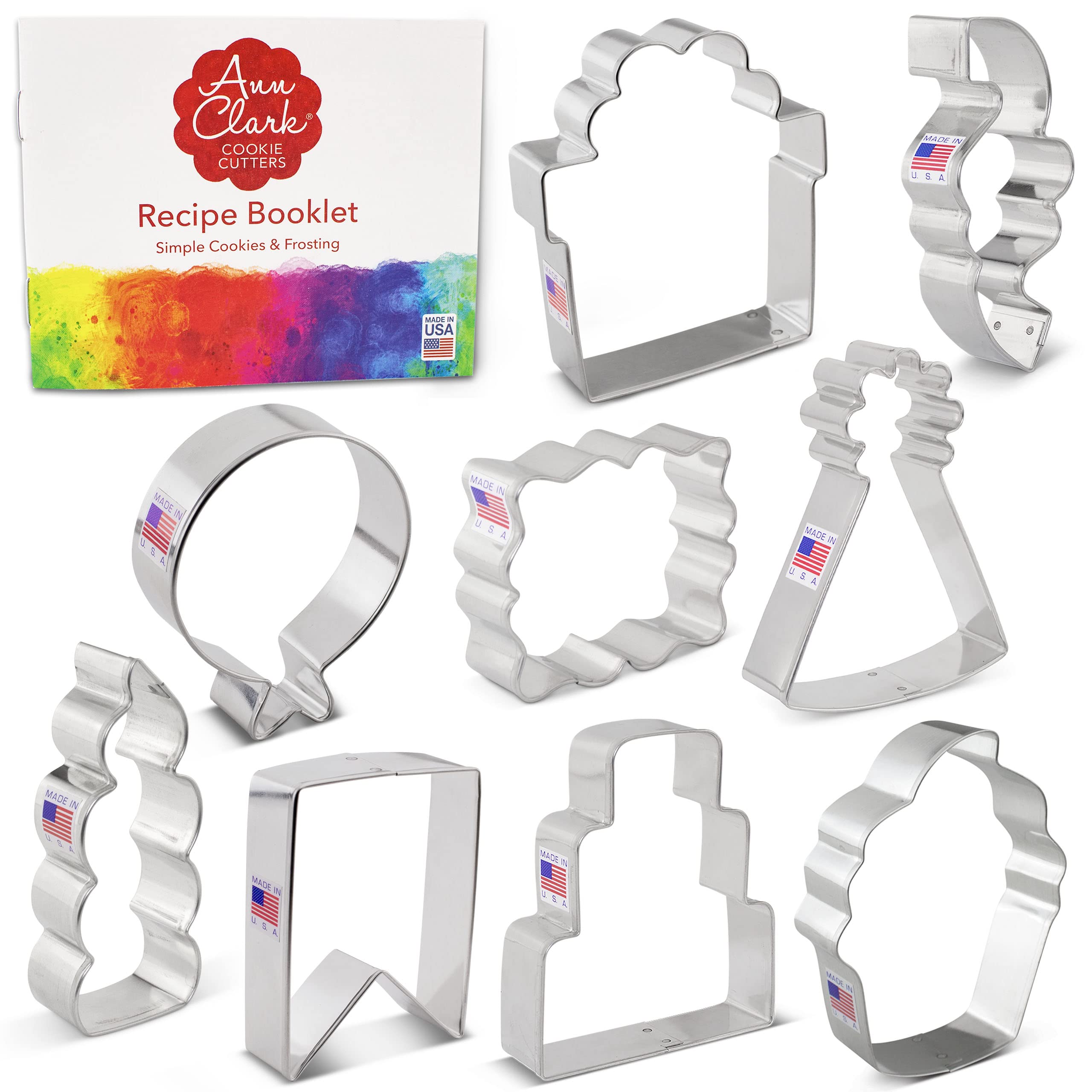Ann Clark Cookie Cutters - Juego de 9 cortadores de galletas de cumpleaños