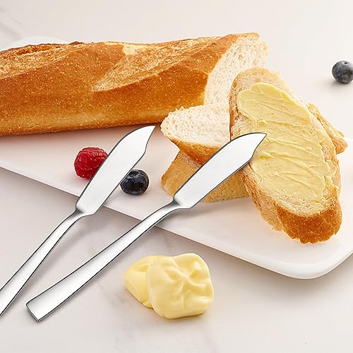 Miniatura 4 de E-far Juego de 6 cuchillos esparcidores de mantequilla, cuchillos de postre de queso de acero inoxidable de 7 pulgadas para cocina, restaurante,