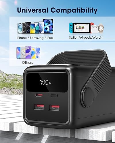 Miniatura 7 de Cargador portátil de 70000 mAh, batería USB C de carga rápida de 22.5 W, 3 salidas, pantalla LED, luz LED, banco de batería de gran capacidad para