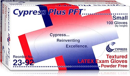 Cypress Plus PFT Latex Exam Glove Standard Cuff Length