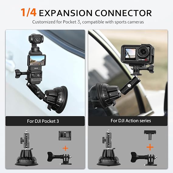 Tomat Pocket 3 Suction Cup Mount+Pocket 3 Magnetic Mount for DJI Osmo Pocket 3 Accessories