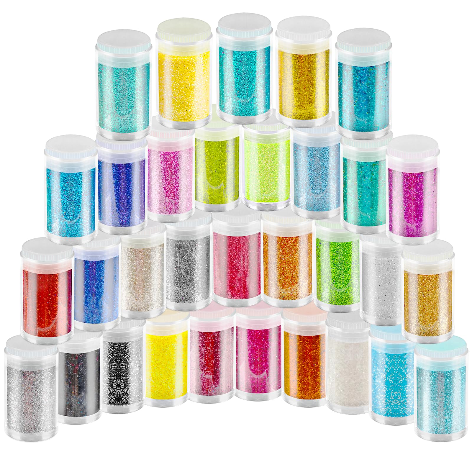 elzle Extra Fine Glitter Powder, 32 Colors Fine Craft Glitter, Glitters for Epoxy Resin, Nail Art, DIY Art, Painting Cards, Festival and Home Decoration