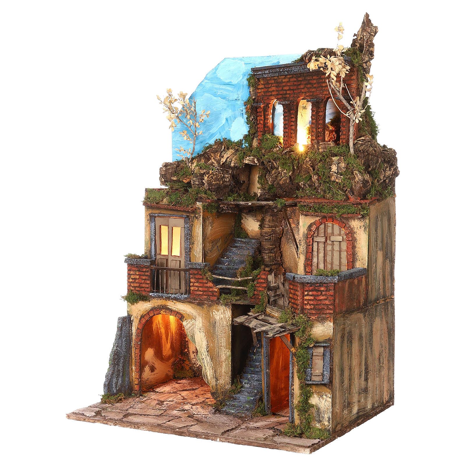 Holyart Presepe Napoletano: Paesaggio presepe napoletano 10-12 cm con cielo 75x50x40 cm