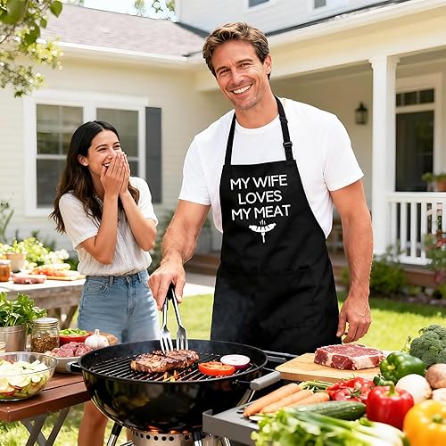 Miniatura 2 de Kaidouma Delantales divertidos para marido y hombre, delantal de cocina para cocinar, asar a la parrilla, para marido