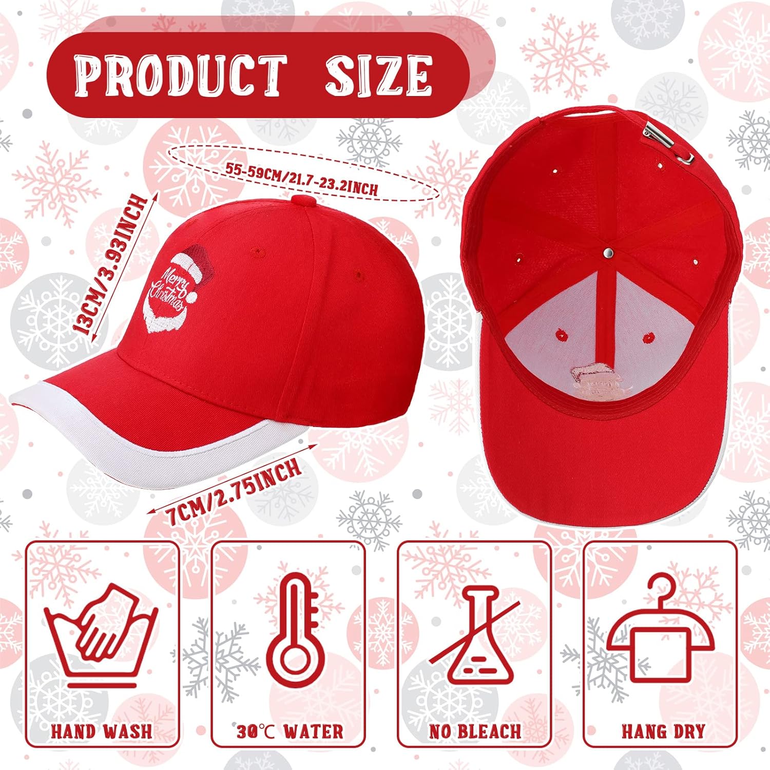 EBOOT 4 Pcs Christmas Baseball Hat Christmas Golf Hat Santa Cap for Women Men Funny Xmas Cap Adjustable - Image 2