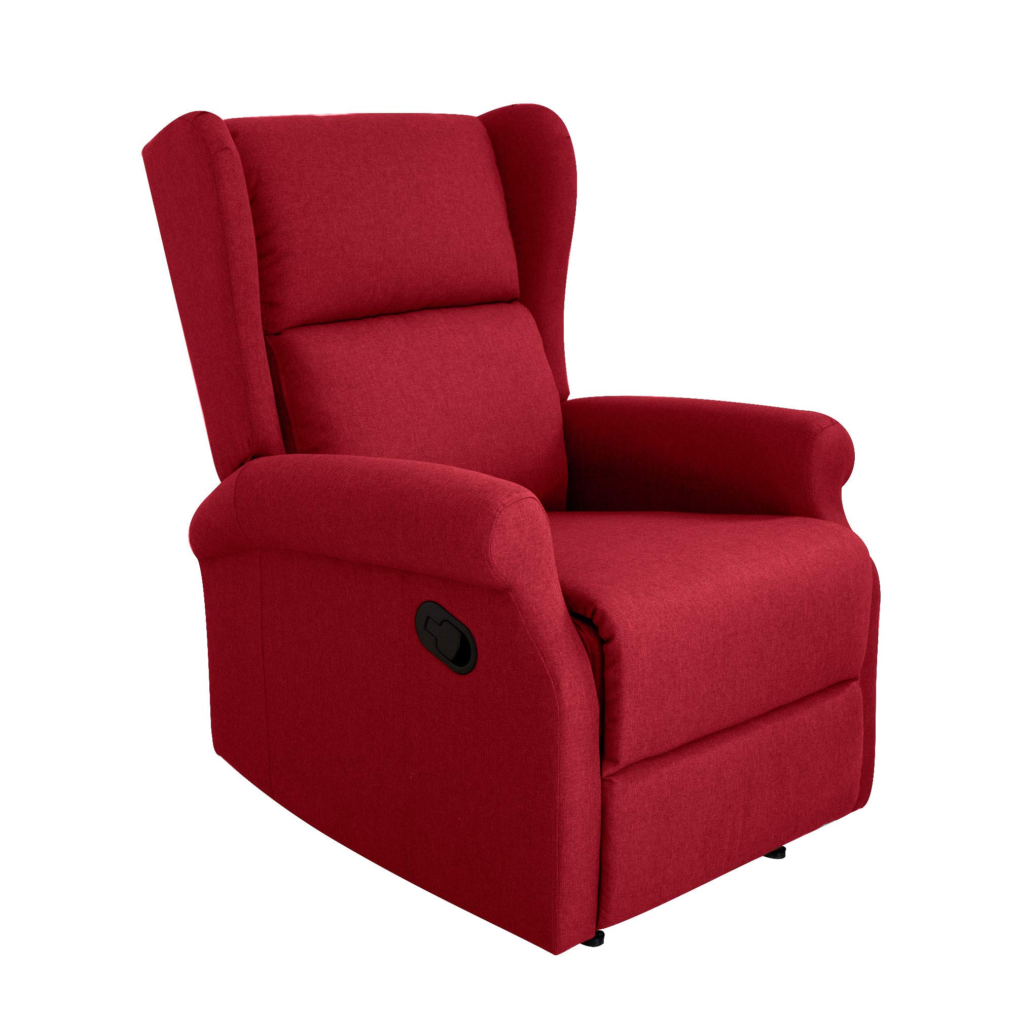 Gardenia - Sillón Relax reclinable Manual de Tela, Color Burdeos