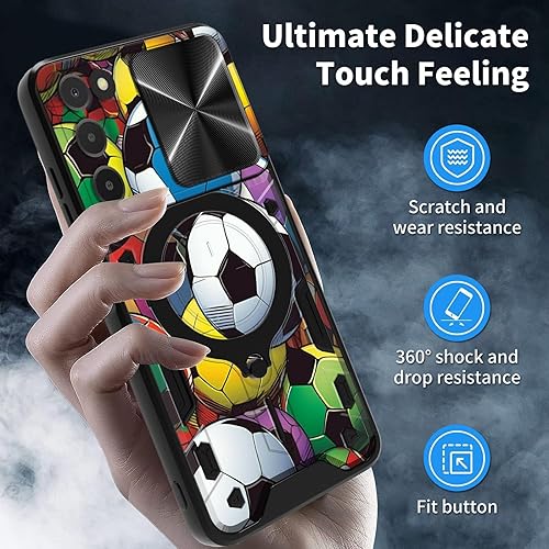 Vista 133 de Funda para Samsung Galaxy A13 5G con cubierta deslizante para lente de cámara y anillo giratorio de 360 grados, soporte híbrido de doble capa Flores