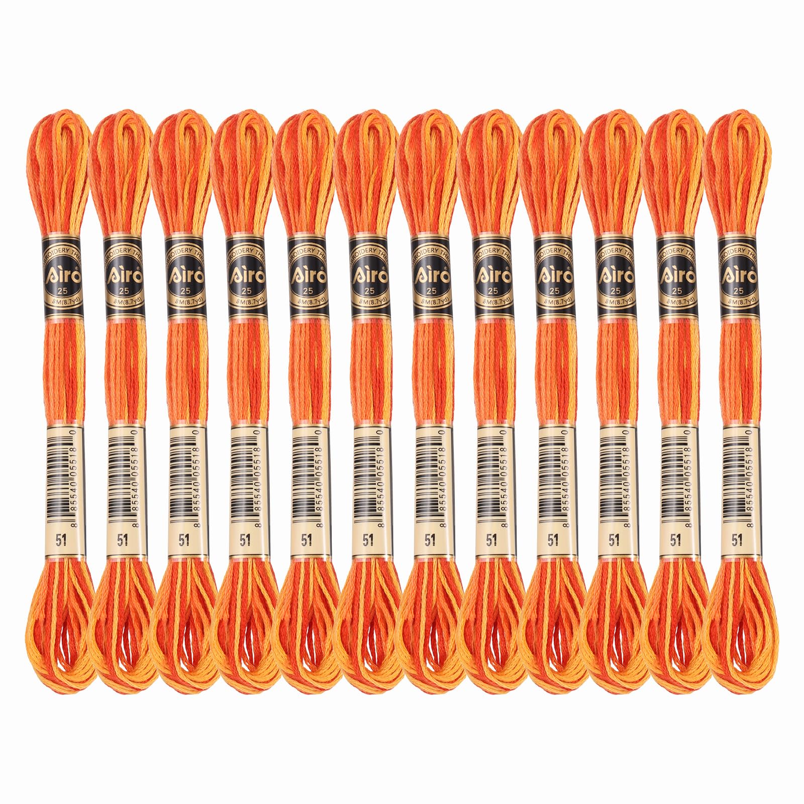 PATIKIL 12 Skeins Embroidery Floss, Polyester Embroidery Threads Bracelets String for Cross-Stitch Hand Embroidery, Orange