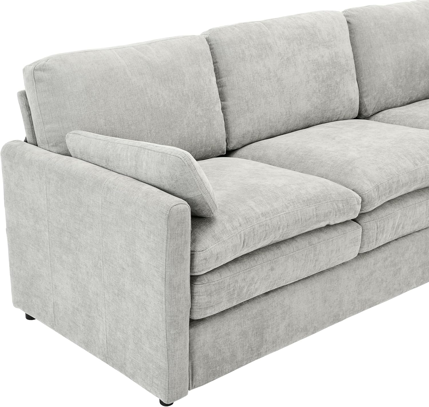 3-Piece Cloud Sofa Set, Oversized Plush Upholstered Couch with Double Cushions, Comfy Sectional Sofa Group for Living Room (Light Grey, Sofa & Loveseat & Chair)