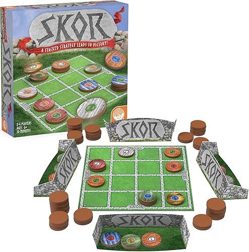 MindWare Skor Un juego de mesa de estrategia de apilamiento para niños de 6 años en adelante, apto para la familia, juegos de recolección de escudos