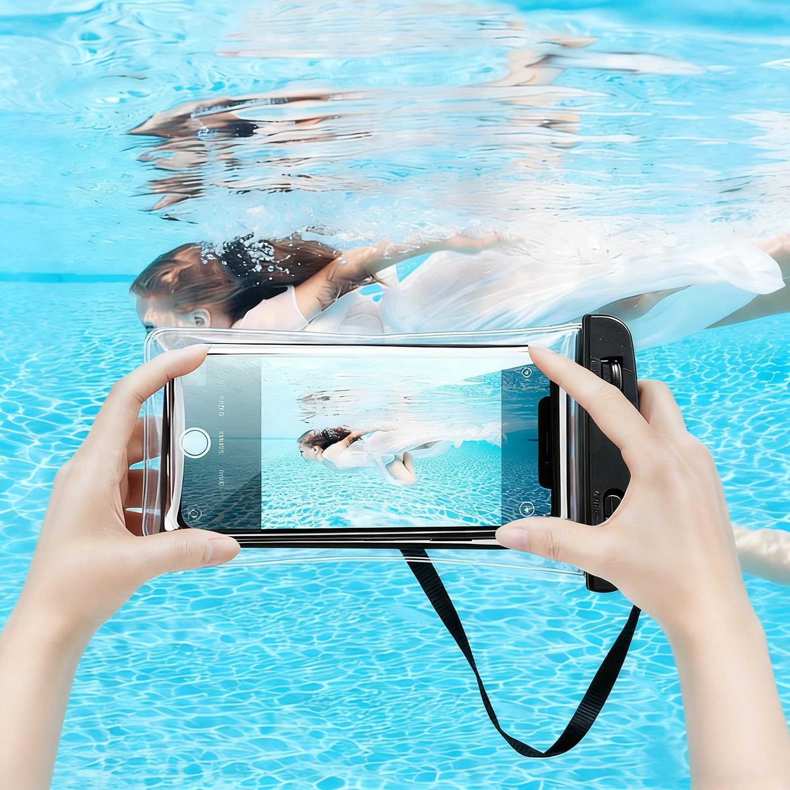 Waterproof Phone Pouch Case -Easy Lock & Heavy Duty IPX8 Water Proof Cell Phone Dry Bag for Beach, Protector for iPhone 17 16 15 14 13 12 11 Pro Max Plus Air, Galaxy S25 S24, 5-10in Black