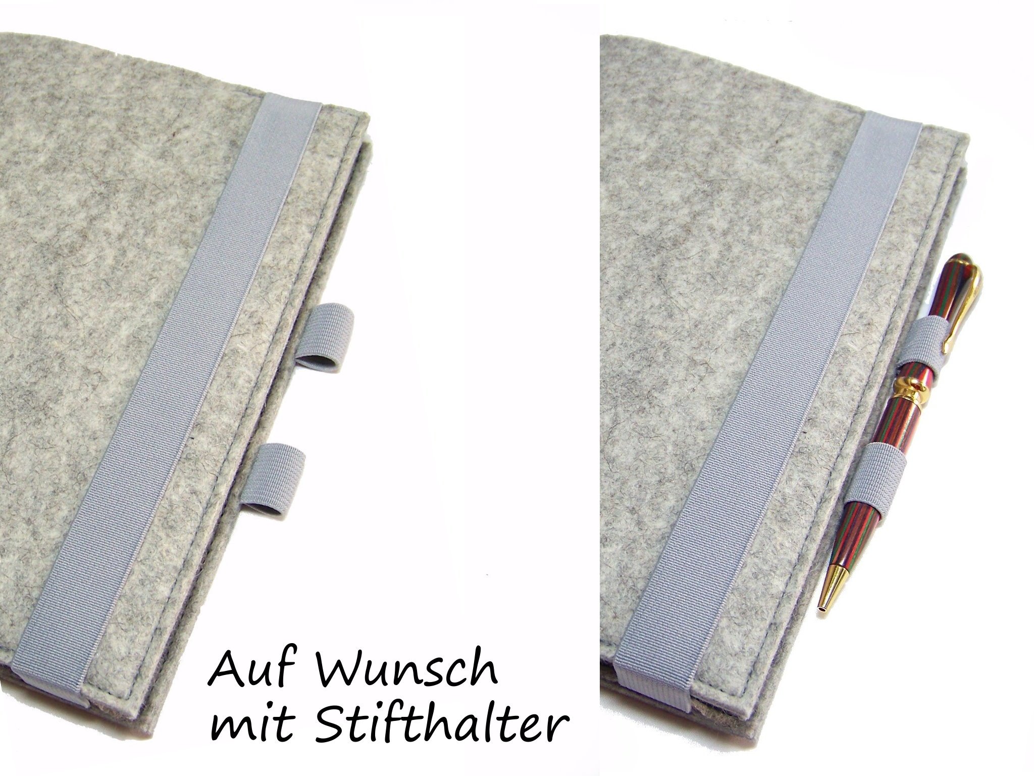 Kalenderhülle A4 Filz für Lehrerkalender Hardcover Buch Wollfilz mit Vorderfach für Buchkalender bis max. H 32cm x B 23 cm x T 3 cm herstellbar