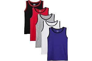 5 Pack Boys' Tank Tops, Essential Tank Undershirt for Active Kids
