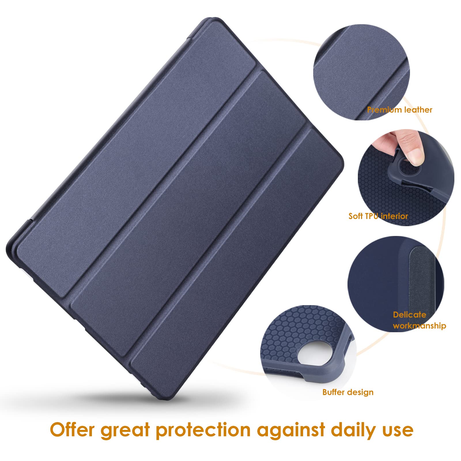 Custodia Per Lenovo Tab M10 (3a Gen) 10.1" - Cover In Pelle Con Funzione Sonno/Sveglia, Supporto Regolabile, Nero - Foto 6