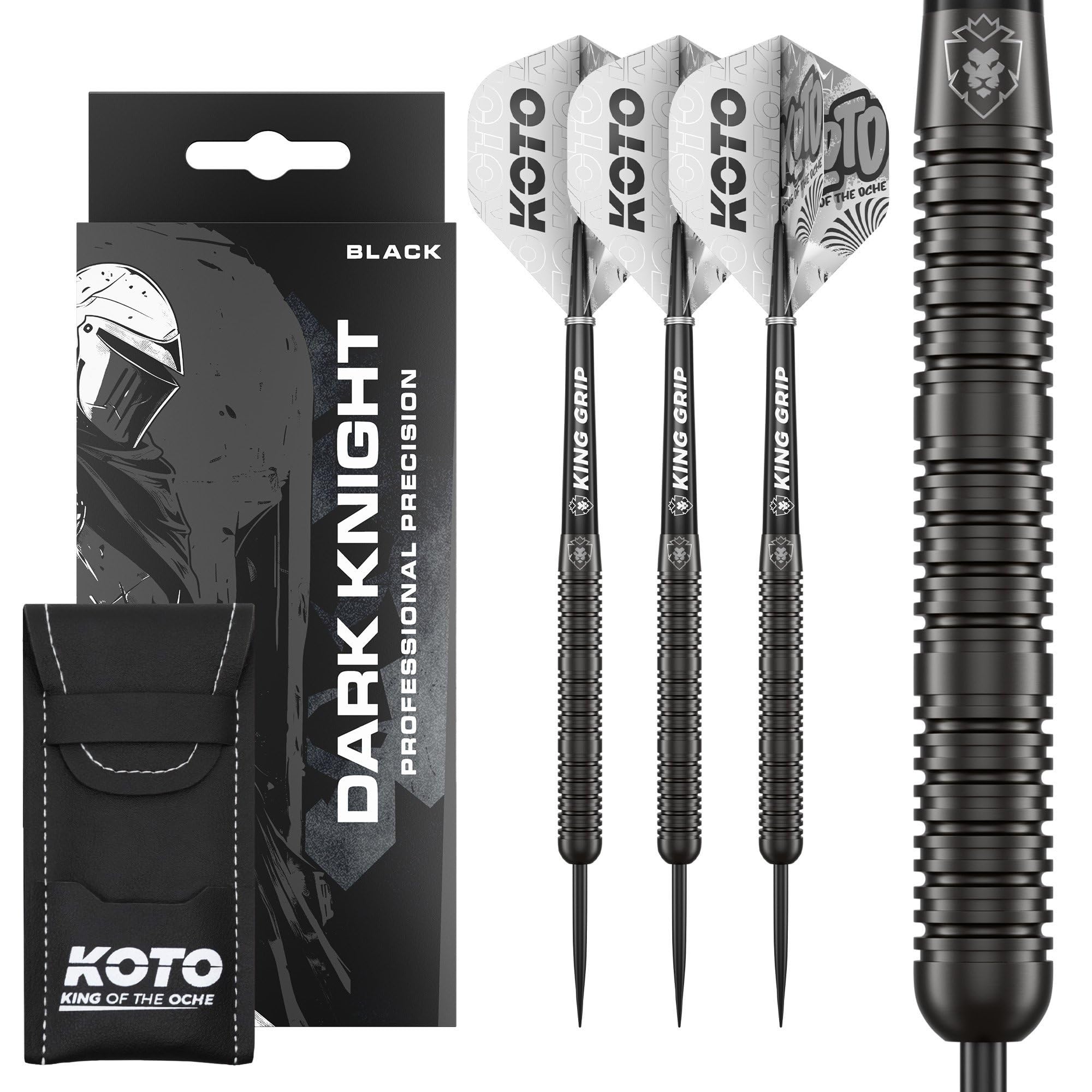 KOTO - Dark Night Darts, 24 G, Black, 80% Tungsten, Incl. 3 Barrels, 3 Flights & 3 Shafts