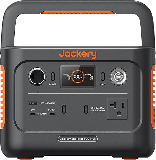 Jackery Explorer 300 Plus Portable Power Station, 288Wh Backup LiFePO4 Battery, Solar Generator (Solar Panel Not Included) for RV, Outdoors,…