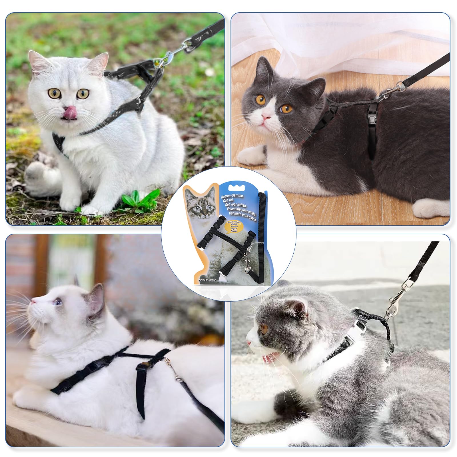 Cat Harness with Lead, Adjustable Harnesses, Cat Lead, Nylon Harnesses, Cat Lead, Cat Harness, Escape Proof, 120 cm - Image 4