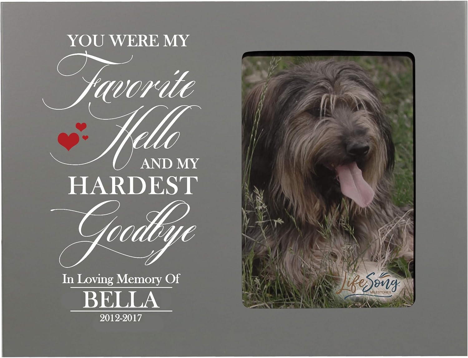 LifeSong Milestones You were Favorite Hello Memory Dog Picture Frame - Personalized Pet Memorial Gifts - Memory Sympathy Gifts for 4x6 Photo - Frame Measures 8” x 10” (Maple)