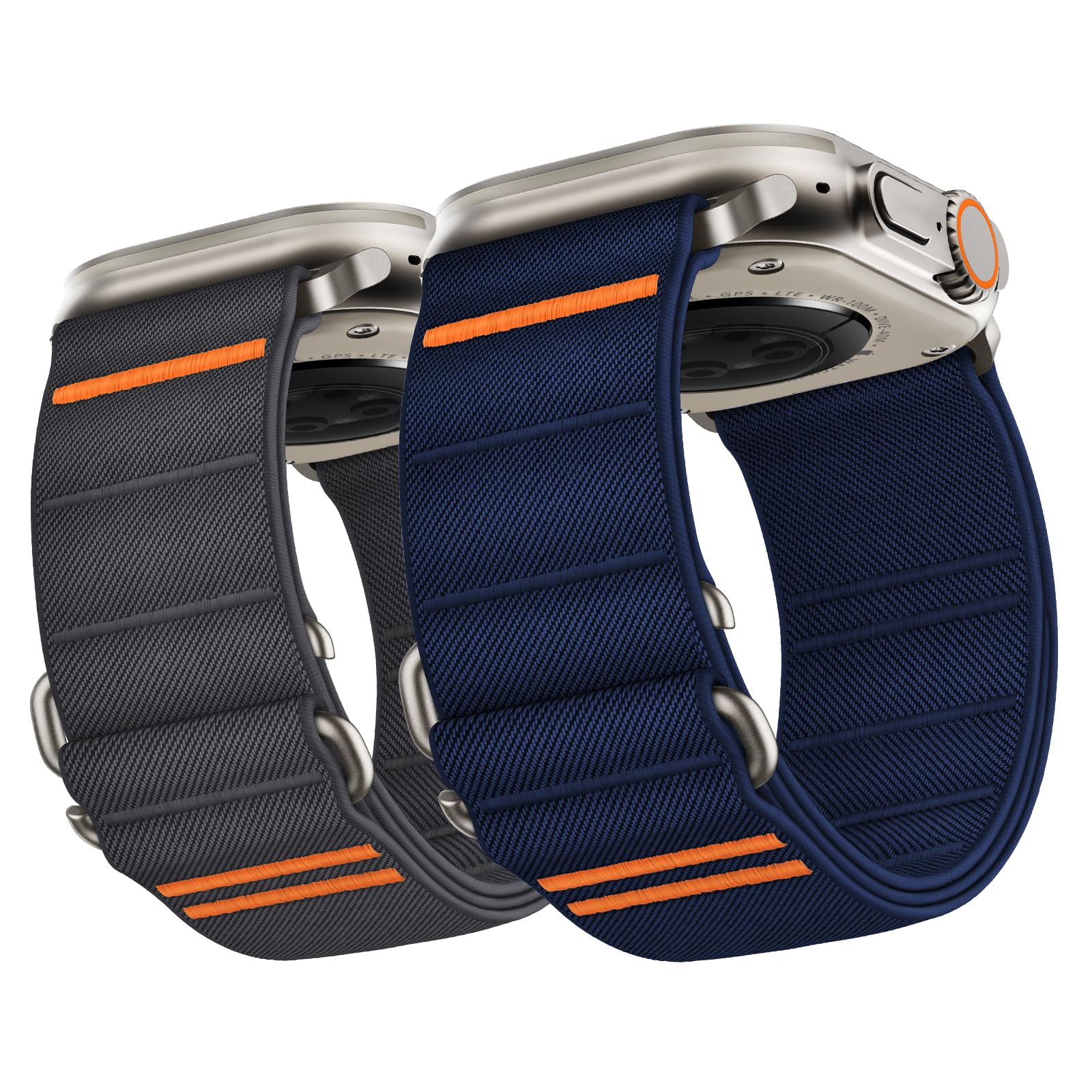 Suitisbest 2 Pack Sport Band Compatible with Apple Watch Ultra Band 49mm 46mm 45mm 44mm 42mm 41mm 40mm 38mm, Stretchy Sport Loop Strap for iWatch